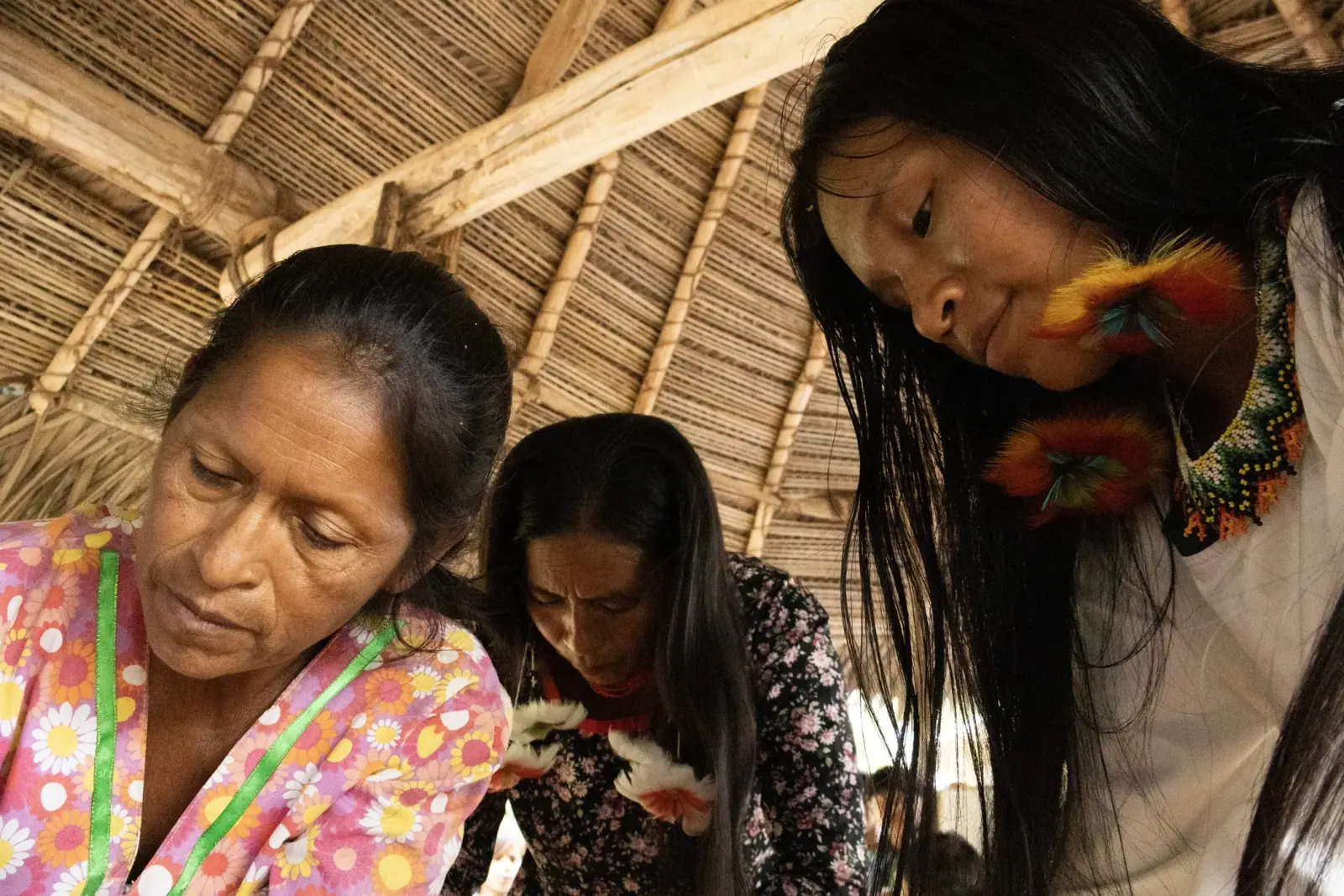 Mujer joven de Wichim durante recepción comunitaria